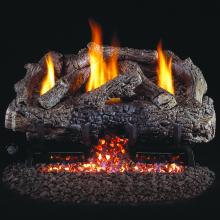 Peterson Real Fyre 18-Inch Charred Frontier Oak Log Set With Vent-Free Natural Gas ANSI Certified G10 Burner - Basic On/Off Remote