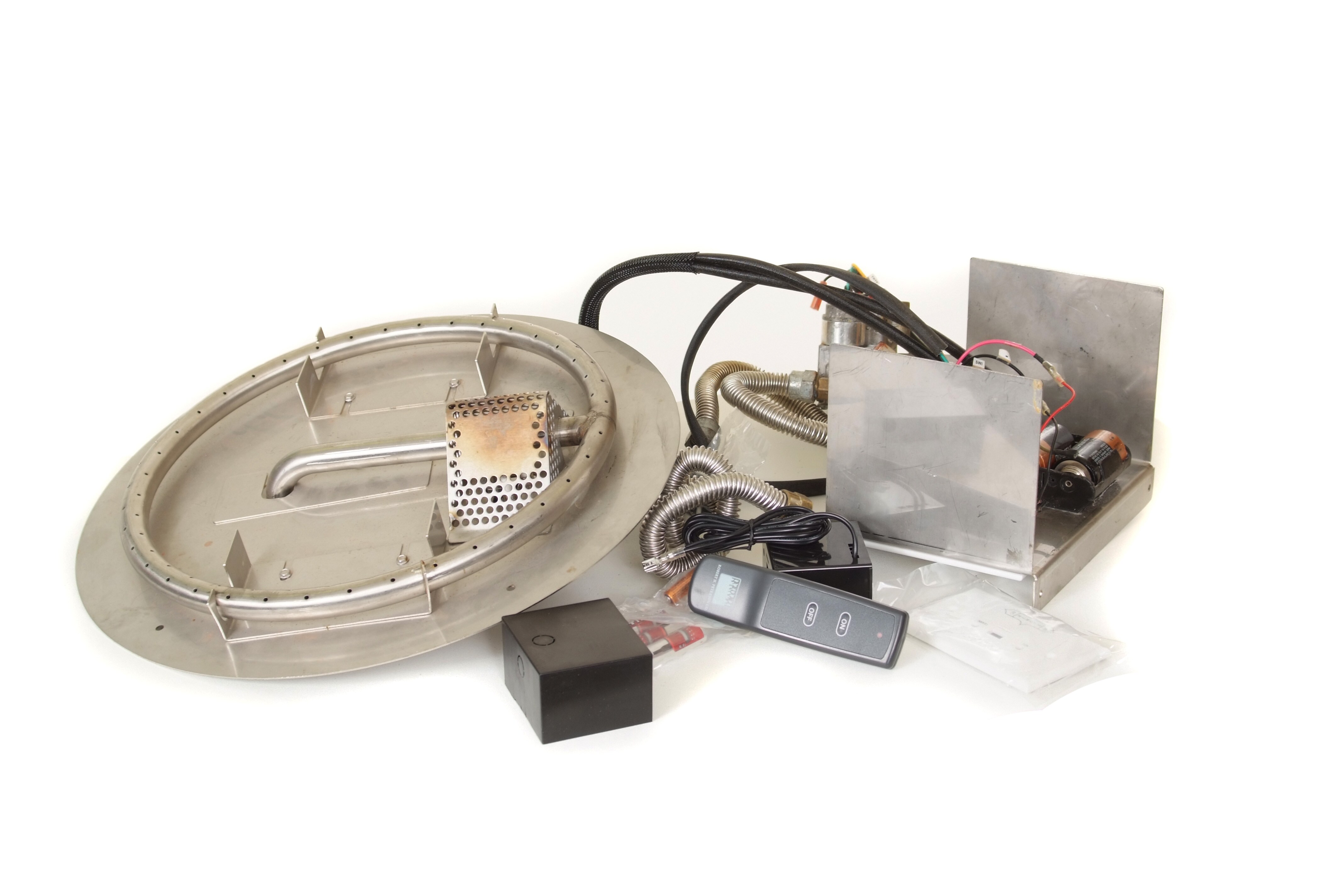 Peterson Outdoor Campfyre 13 Inch Natural Gas Electronic On/Off Remote Stainless Steel Fire Pit Burner Kit