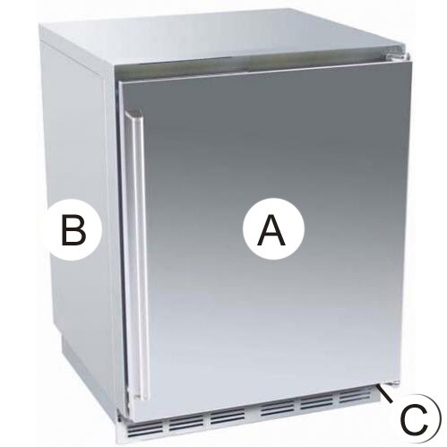 Perlick HP24RO-2L 5.3 Cu. Ft. Capacity Compact Refrigerator - Custom Panel Door / Stainless Steel Cabinet
