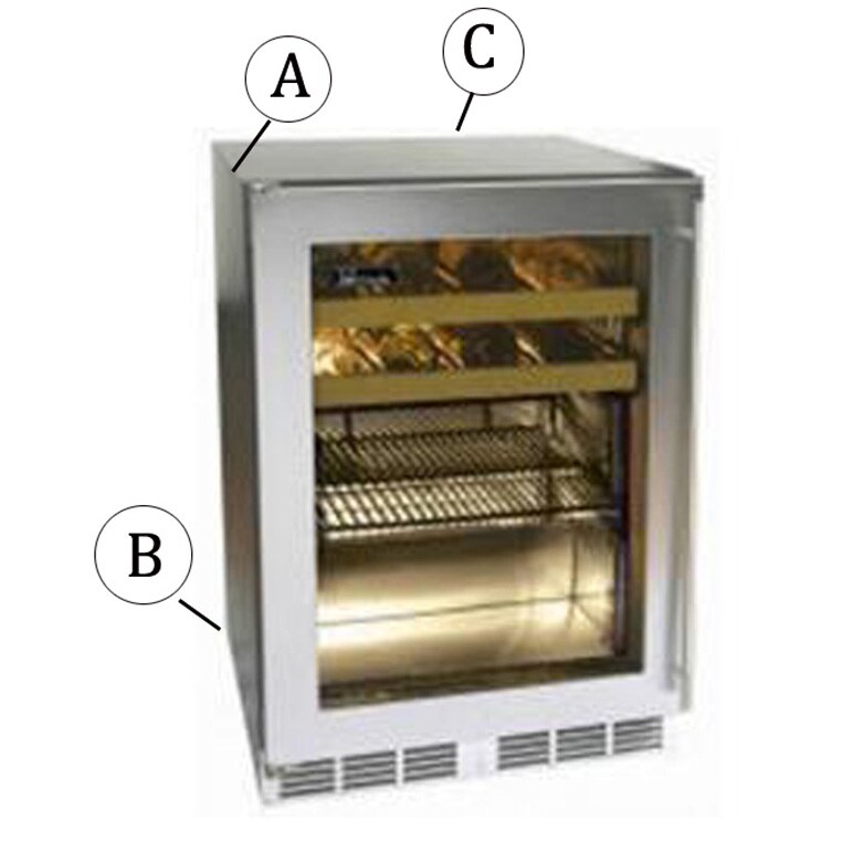 Perlick HC24BB-4R 16 Bottle Built In C-Series Right-Hinge Beverage Center - Glass Integrated Custom Panel Trim Door / Stainless Steel Cabinet