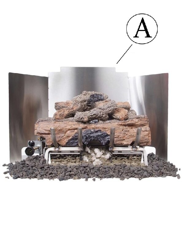 Peterson Gas Logs 30 Inch 3-Fold Contemporary Stainless Steel Fireback
