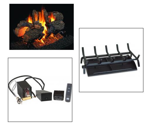 Peterson Real Fyre 16-Inch Charred Oak See-Thru Log Set With Vented Natural Gas G45 Burner - Electronic On/Off Remote