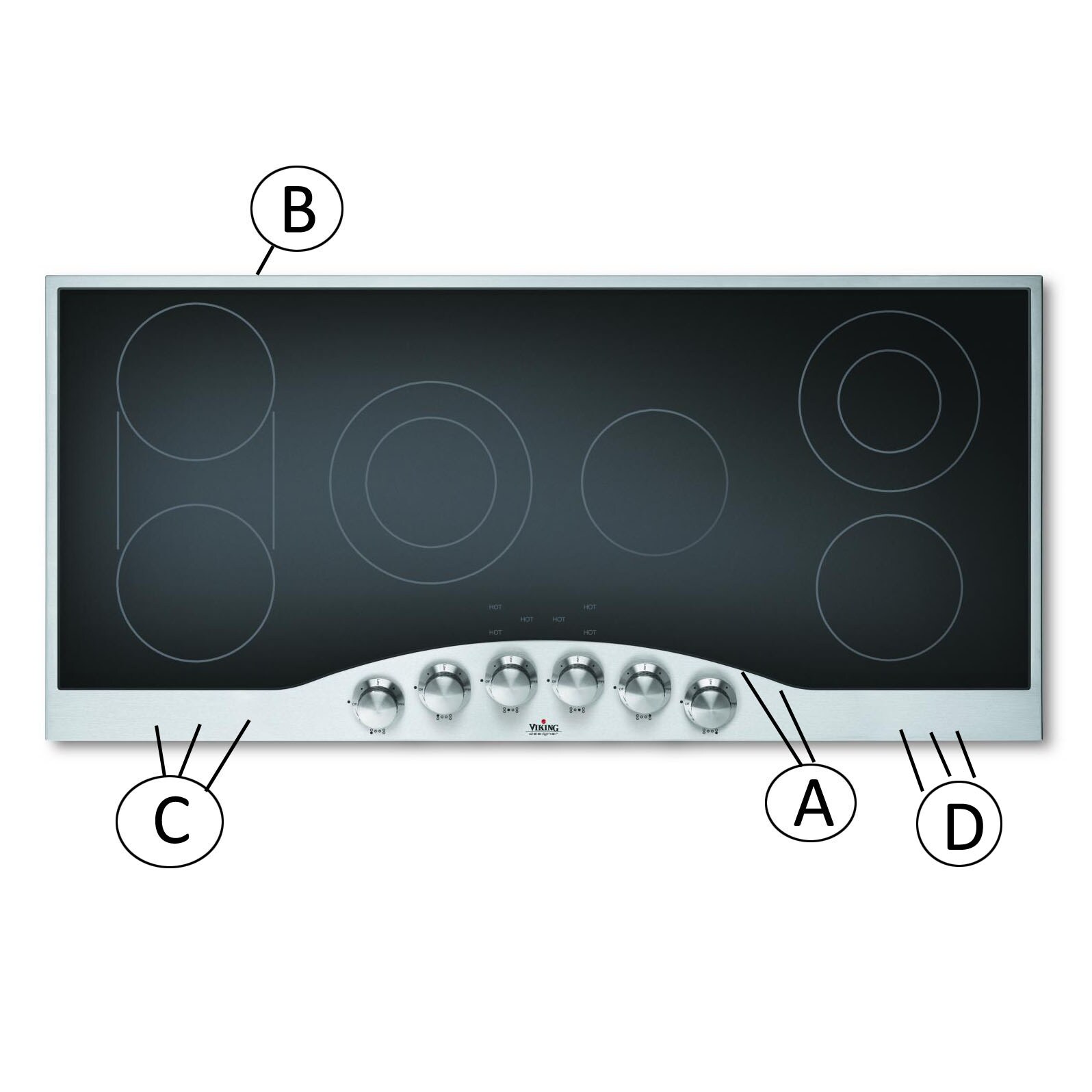 Viking DECU156-6BSB 45-Inch Designer Series Electric Cooktop With 6 Burners - Stainless Steel