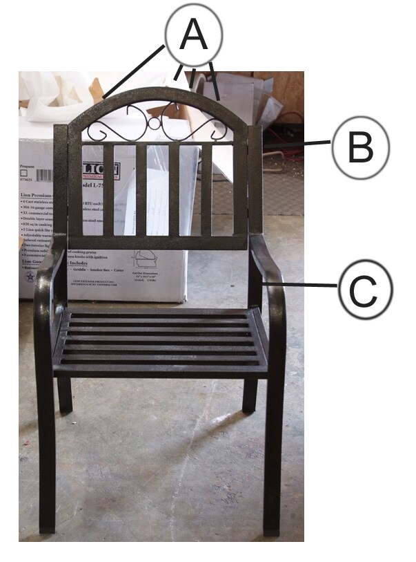 Oakland Living Rochester Iron Patio Dining Arm Chair - Hammer Tone Bronze