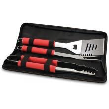 Picnic Time Metro 3-Piece BBQ Tool Set With Tote - Red image