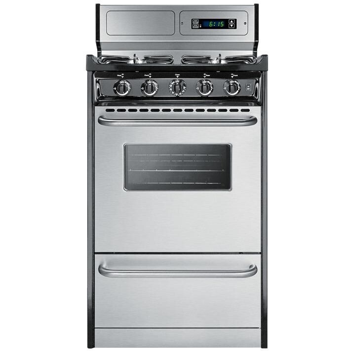 Summit Professional 20Inch 4Burner Freestanding Gas Range Stainless Steel TNM13027BFKWY