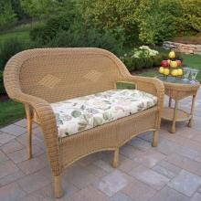 Oakland Living Resin Wicker Patio Loveseat Set - Honey