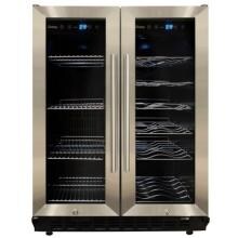 Vinotemp 19 Bottle / 58 Can Built-In / Freestanding Dual Zone Wine & Beverage Cooler - Glass Doors / Stainless Steel Trim - VT-36