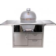 Grill Dome Infinity Series Large Kamado Grill On Stainless Steel Cart - Silver