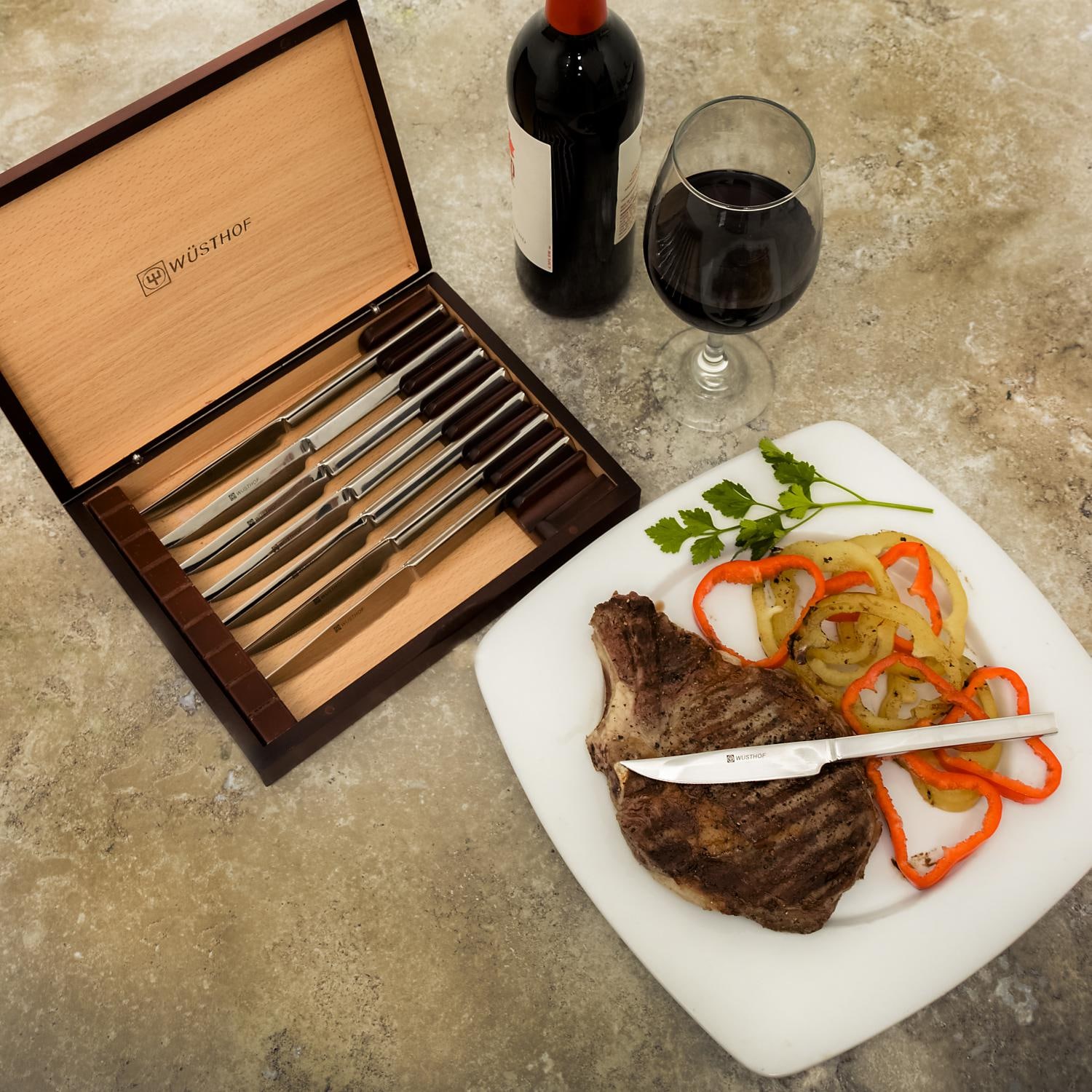 Wusthof 8Piece Stainless Steel Steak Knife Set In Wooden Presentation