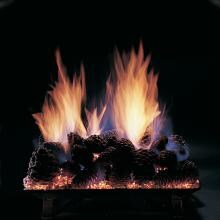 Rasmussen 18-Inch Pine Cone Gas Log Set With Vented Natural Gas Custom Ember Pan Burner - Match Light image