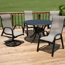 Madison Bay 5-Piece Sling Patio Dining Set With Cast Aluminum Table