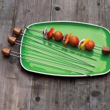 Rosewood Handle Double Prong Skewers - Set Of 4