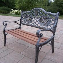 Oakland Living Angel Cast Iron Patio Kiddy Bench - Antique Pewter