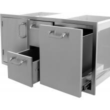 BBQ Guys Kingston Series 42 Inch Door, Double Drawer & Roll-Out Trash Bin Combo