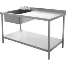BBQGuys.com 30 X 60-Inch Outdoor Rated Stainless Steel Utility Table With Sink And Hot/Cold Faucet image