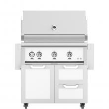 Hestan 36-Inch Freestanding Natural Gas Grill W/ Rotisserie On Double Drawer & Door Tower Cart - Froth - GABR36-NG-WH image