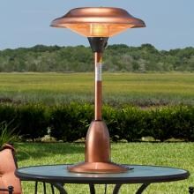 Fire Sense 700/800/1500 Watt Round Table Top Electric Halogen Patio Heater - Copper