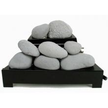 Rasmussen 20-Inch Light Gray ALTERNA See-Thru FireStone Set With Vent Free Propane Black Chassis Burner - Manual Safety Pilot image