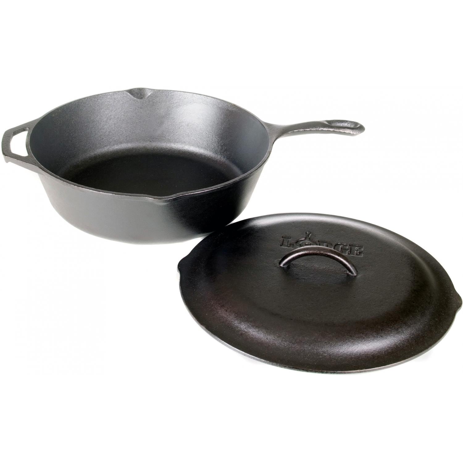 Lodge Seasoned Cast Iron Chicken Fryer W/ Cover 5 Quart BBQ Guys