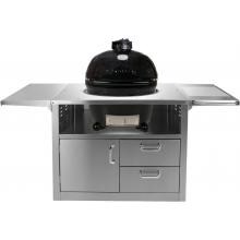 Primo Ceramic Smoker Grill On Stainless Steel Cart - Oval Junior