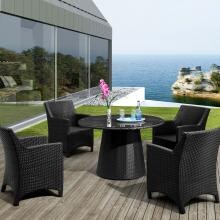 Zuo Modern Avalon Patio Dining Set With Glass Top Table - Seats 4