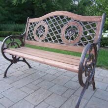 Oakland Living Double Rose Cast Iron Patio Bench - Antique Bronze