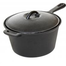 Cajun Cookware Pots 3-Quart Seasoned Cast Iron Sauce Pot - GL10491BS