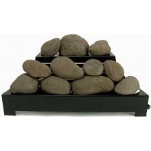 Rasmussen 24-Inch Brown ALTERNA See-Thru FireStone Set With Vent Free Natural Gas Black Chassis Burner - Manual Safety Pilot image