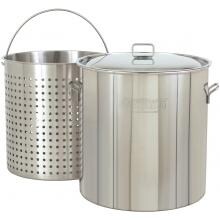 Bayou Classic Pots With Full Sized Basket 142 Quart Stainless Steel Stock Pot image