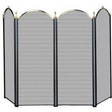 UniFlame 52-Inch 4 Fold Black And Polished Brass Fireplace Screen - S41010PK image
