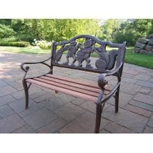Oakland Living Animal Band Cast Iron Patio Kiddy Bench - Antique Bronze