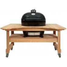 Primo Oval XL Ceramic Kamado Grill On Curved Cypress Table image