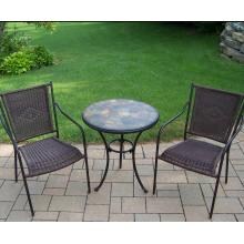 Oakland Living Stone Art 2-Person Resin Wicker Patio Bistro Set - Coffee