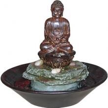 Alpine Garden Buddha Cobblestone Fountain With LED Light