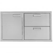 BBQGuys.com Sonoma Series 36-Inch Stainless Steel Left-Hinged Access Door & Double Drawer Combo image