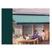 Sunsetter Pro Motorized Awning (18 Ft / Solid Evergreen) With Traditional Laminated Fabric With Right Mounted Motor And Wall Bracket