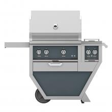 Hestan Deluxe 30-Inch Freestanding Propane Gas Grill W/ All Infrared Burners, Rotisserie & Double Side Burner - Pacific Fog - GSBR30CX2-LP-GG image