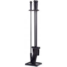 UniFlame 4-Piece Black Fireplace Tool Set With Ball Handles - T40140BK image