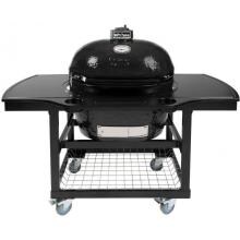 Primo Oval XL Ceramic Kamado Grill On Steel Cart With 1-Piece Island Side Shelves & Cup Holders image