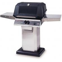 MHP WNK4DD Natural Gas Grill With Stainless Steel Shelves And SearMagic Grids On Stainless Patio Base image