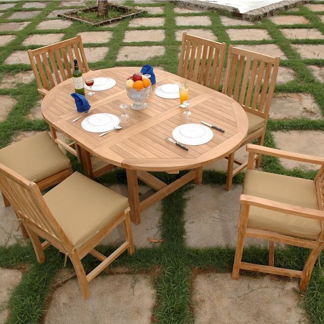 Anderson Teak Wilshire 6-Person Teak Patio Dining Set With Extension