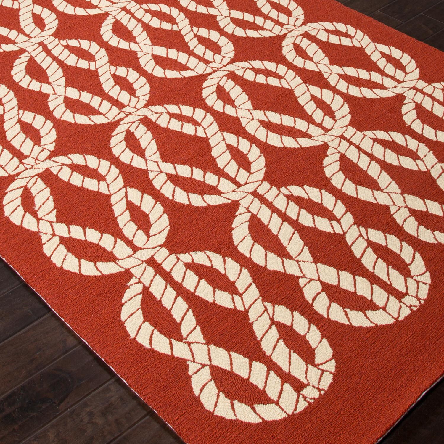 Jaipur Rugs Coastal Roped In 3.6 X 5.6 Indoor/Outdoor Rug Red/Ivory