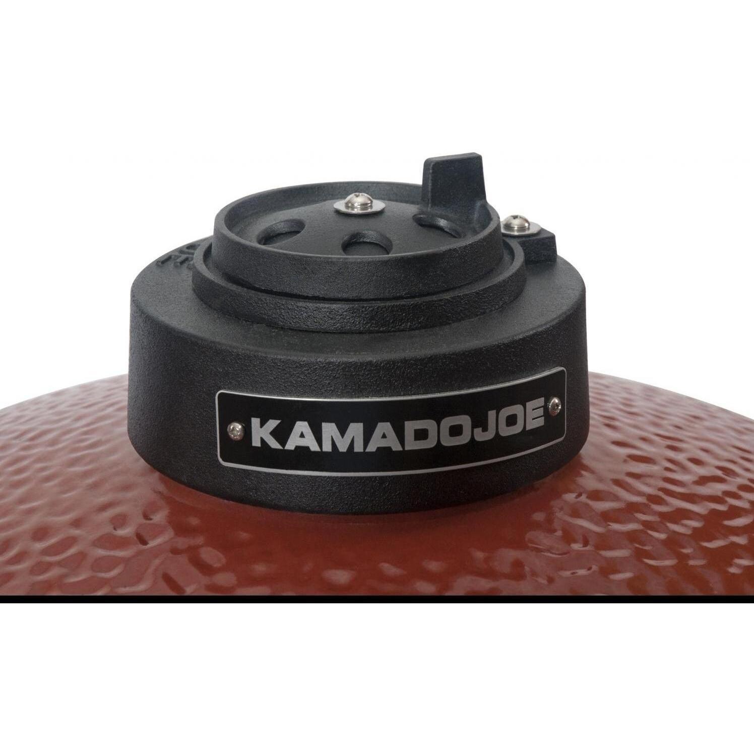 Kamado Joe Classic Ceramic Grill With Stainless Bands On Eucalyptus 