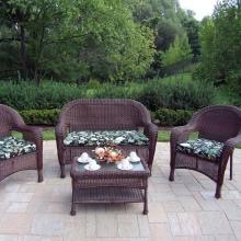 Oakland Living Resin Wicker 4-Person Patio Conversation Set - Coffee