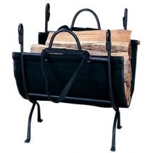 UniFlame Deluxe Black Wrought Iron Log Rack With Canvas Carrier - W-1866 image