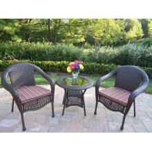 Oakland Living Resin Wicker Patio Bistro Set With Glass Top Table - Coffee