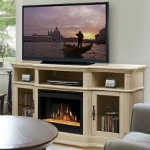 Dimplex Portobello 67-Inch Electric Fireplace Media Console With Glass Embers - Parchment - GDS25G-1245P