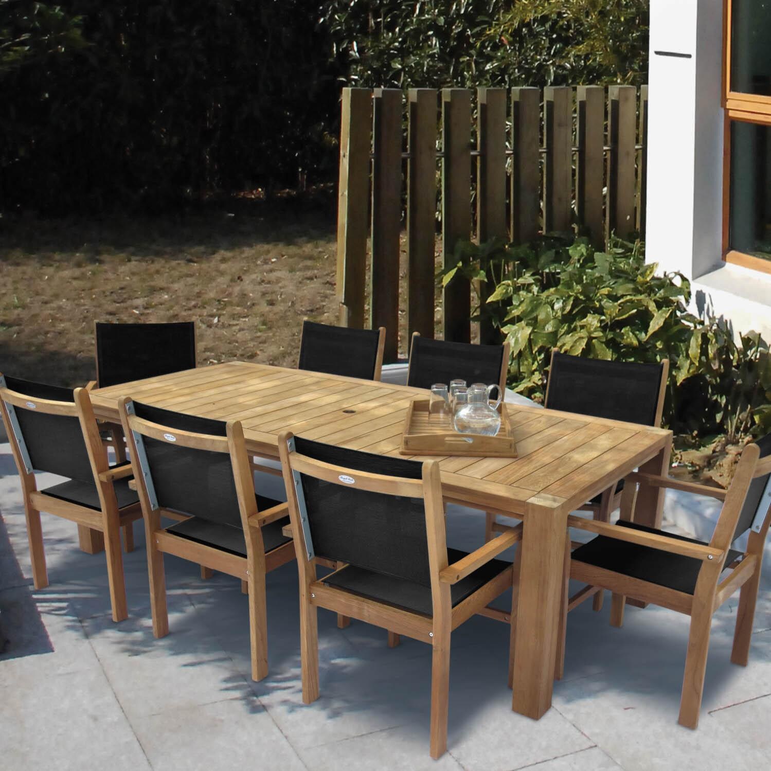 Royal Teak Collection Captiva 8 Person Sling Dining Set W