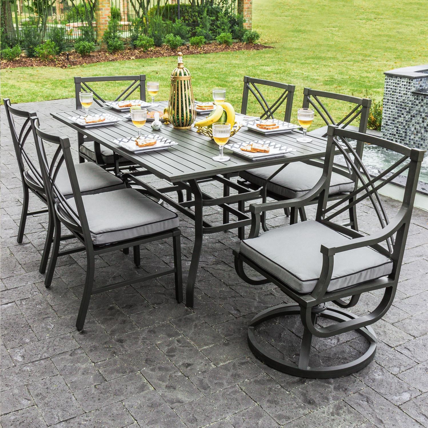 Audubon 6 Person Aluminum Patio Dining Set With 2 Swivel